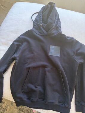 Maison Martin Margiela Black Pullover Hoodie with Chest Patch